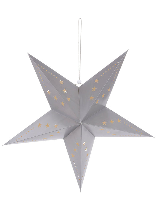 Lanterne étoile pour décoration grise avec motifs dorés