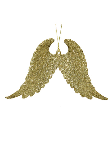 Angyalszárnyas karácsonyfadísz 10 cm arany csillogás