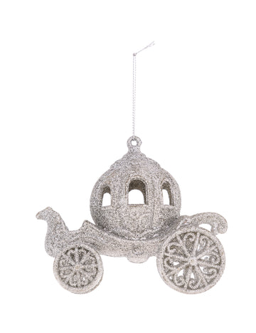 Tündér hintós karácsonyfadísz 11 cm ezüst csillogással