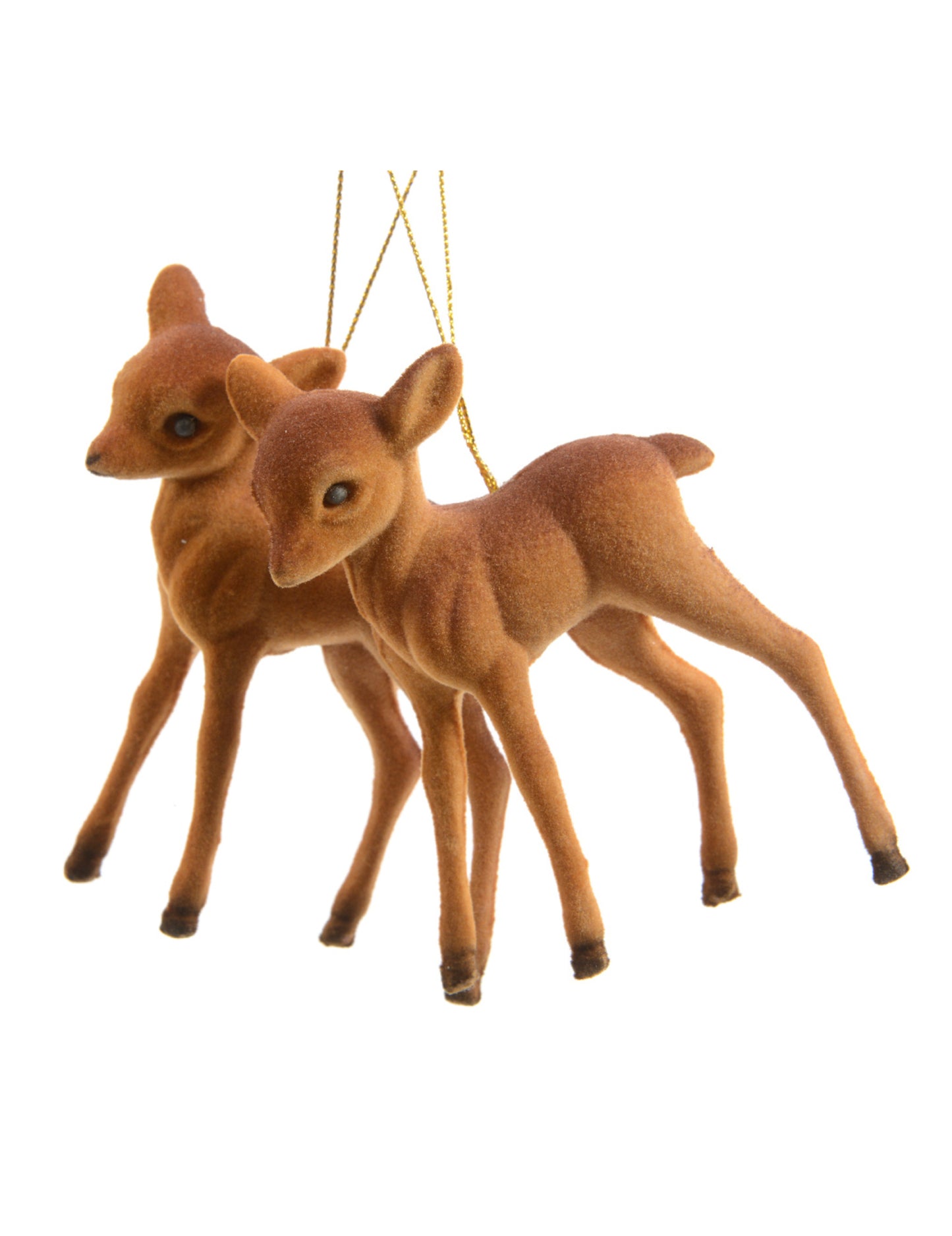 2 db kis sárgásbarna karácsonyfadísz 7.5 cm erdei dekoráció