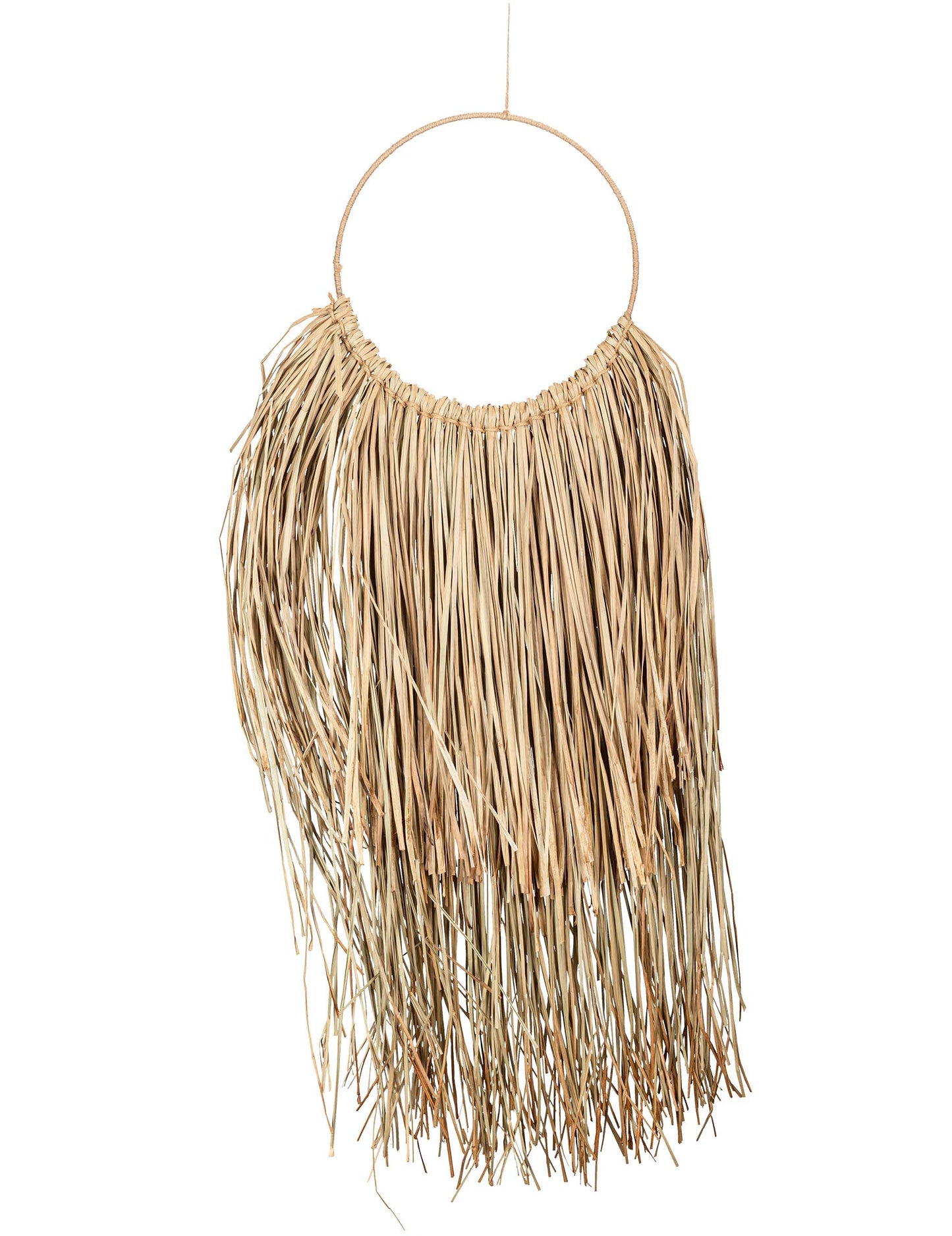 Kerek függeszték natúr raffiából, 90 x 28 cm álomfogó stílus
