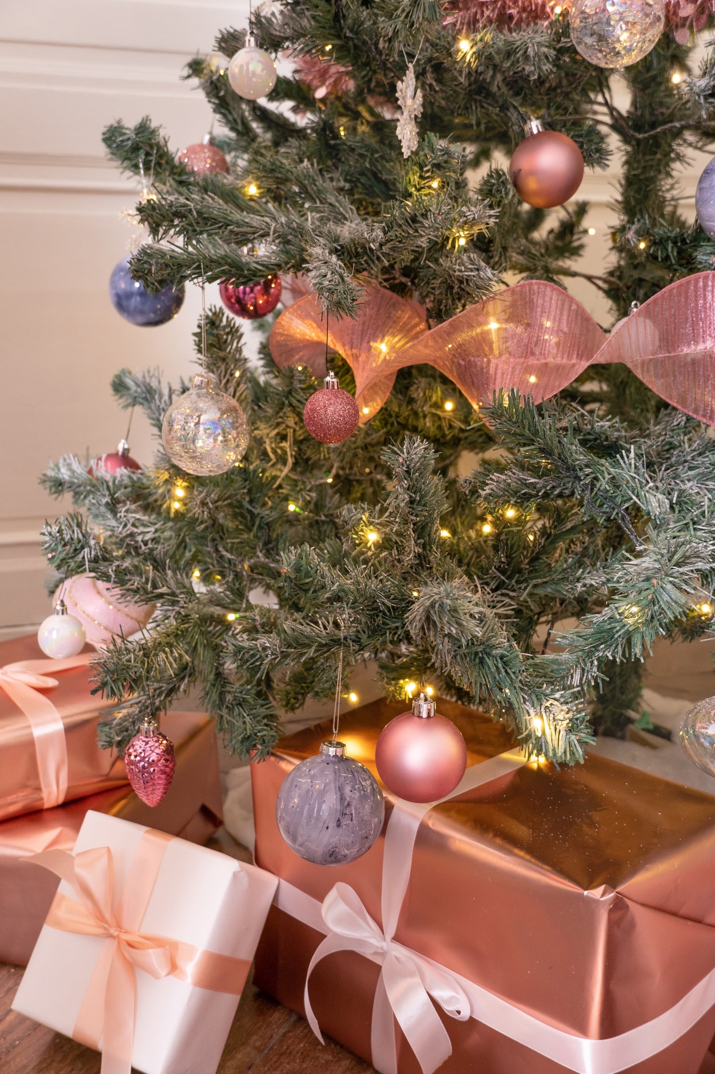 12"-os fényes rozéarany megerősített rakott szalag cm x 2,5 m esküvőre