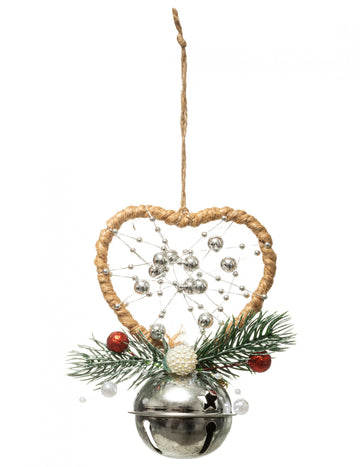 Szív alakú és csengős függődísz 12 cm 