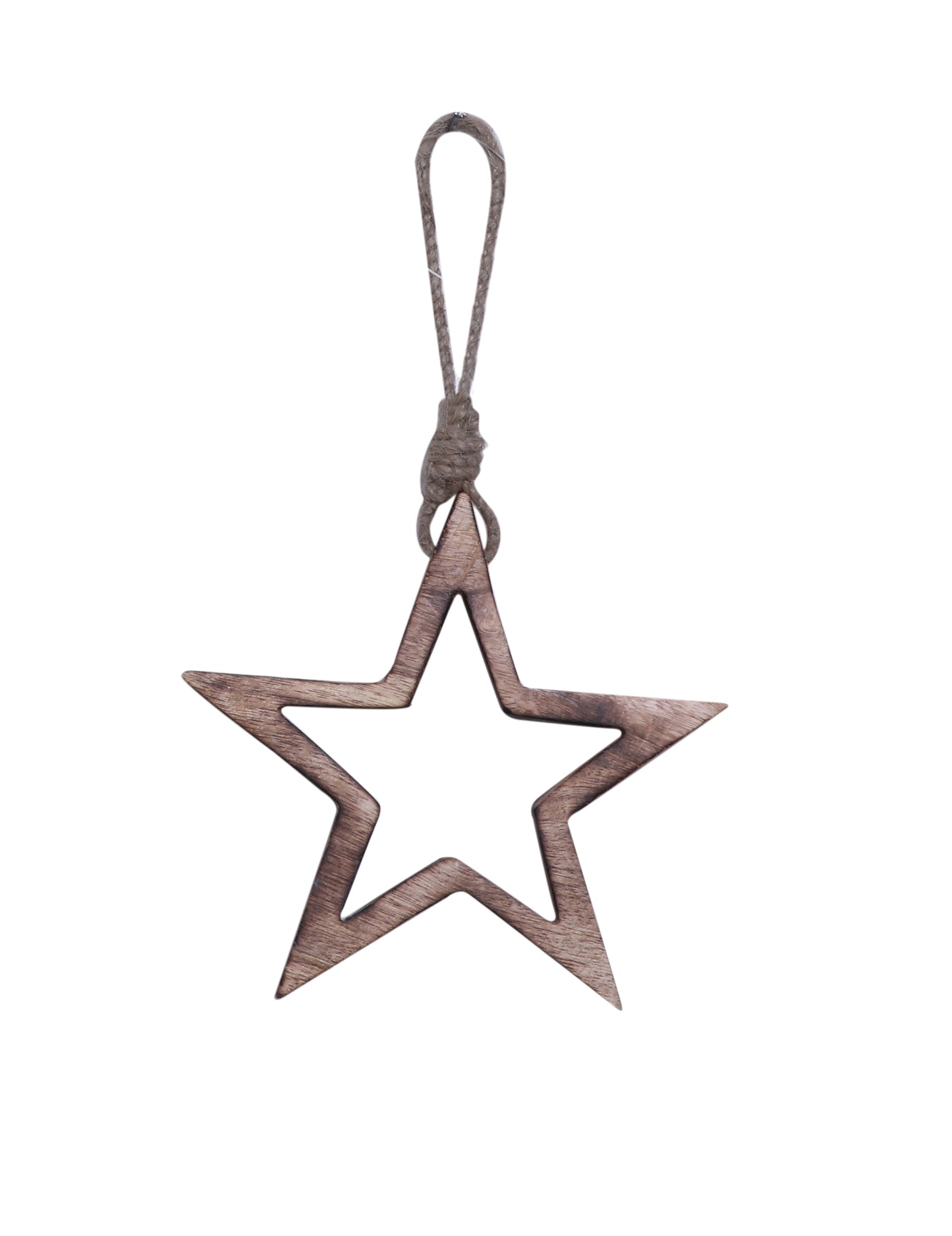 Fa díszítésű csillag alakú fa függődísz 15 cm 