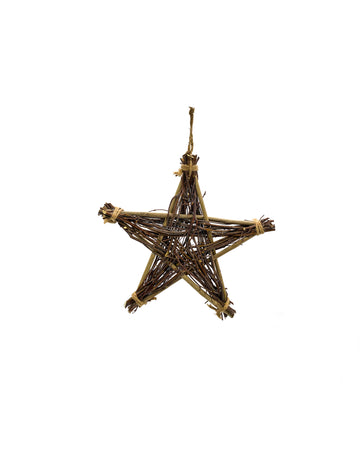 Csillag alakú gally alakú függő dekoráció 36 cm természetes nyírfa