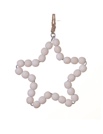 Fehér gyöngyös csillag függődísz 15 cm 