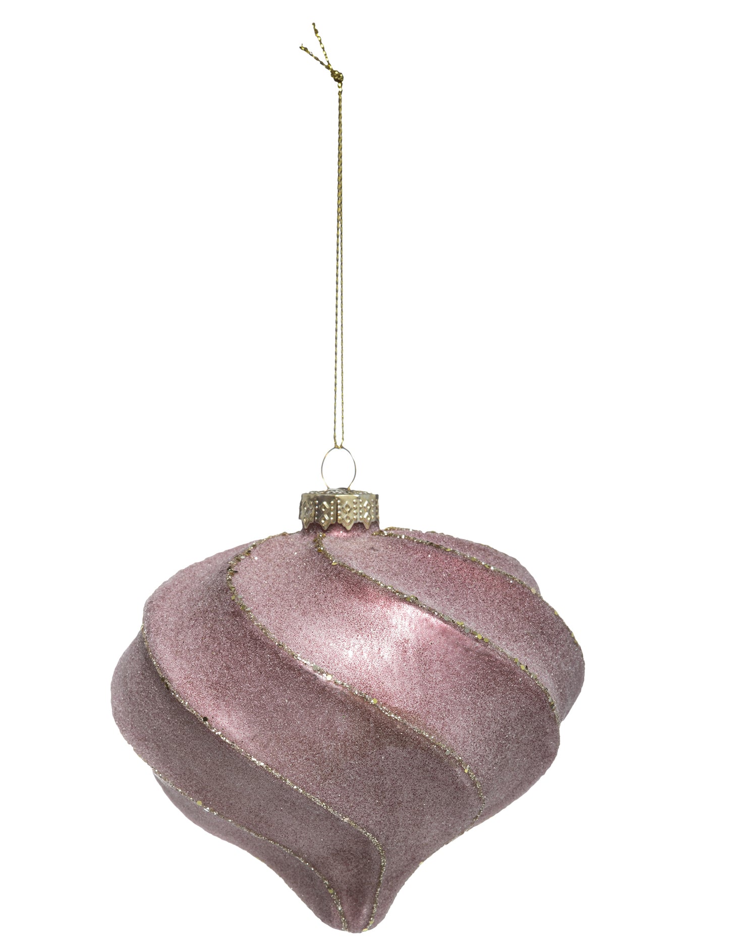 Karácsonyi gömbdísz könnycsepp és rózsaszín-arany spirálok formájában, 10 db cm fénylik