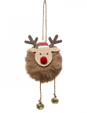 Felfüggesztés kis karácsonyi rénszarvas pompon 13 cm
