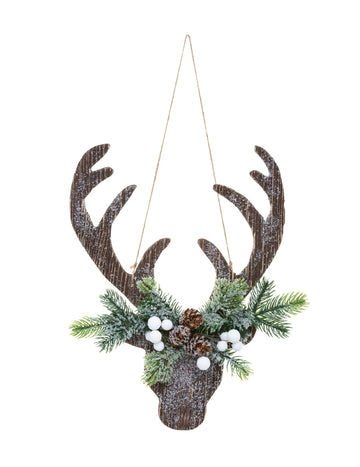 Rénszarvas fej felfüggesztés 34 cm karácsonyfa