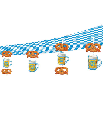 Suspensions bières et bretzels pour fête de la bière bleues et blanches