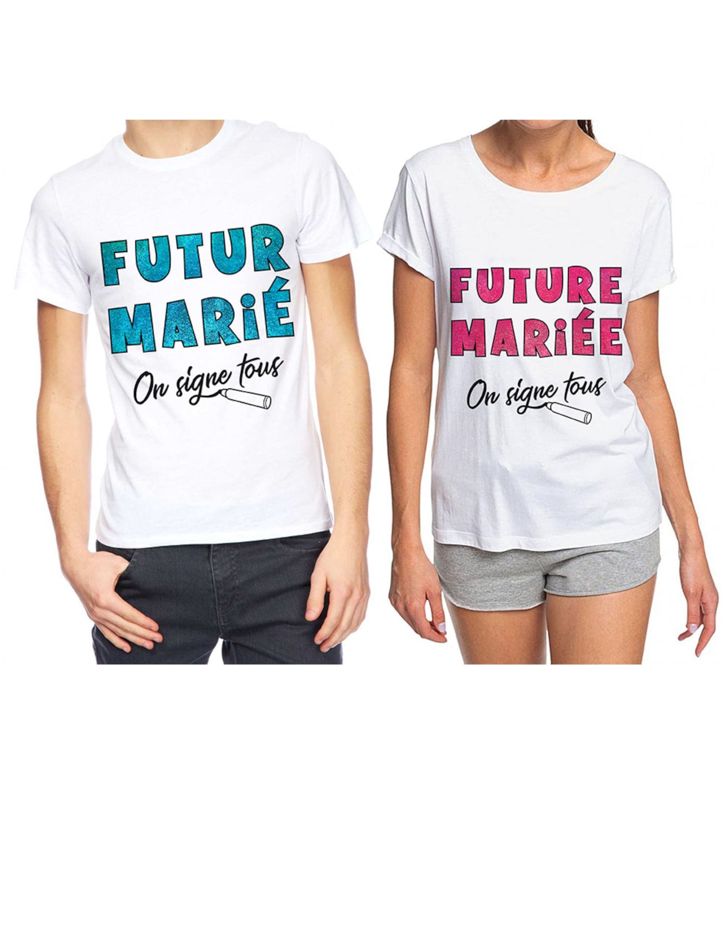 Modèles pour futur marié et future mariée du T-shirt Enterrement de vie de jeune fille