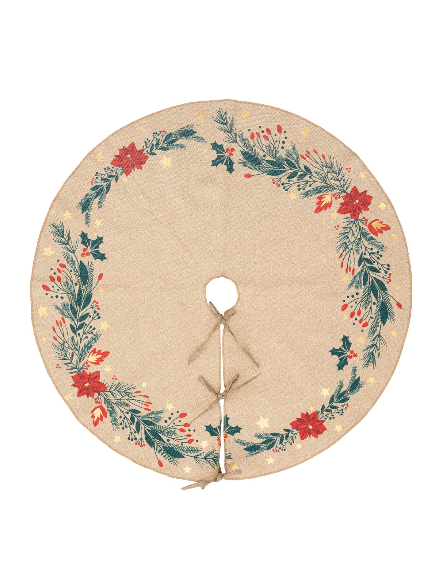 Mikulásvirágos karácsonyfa szőnyeg 90 cm bézs poliészter