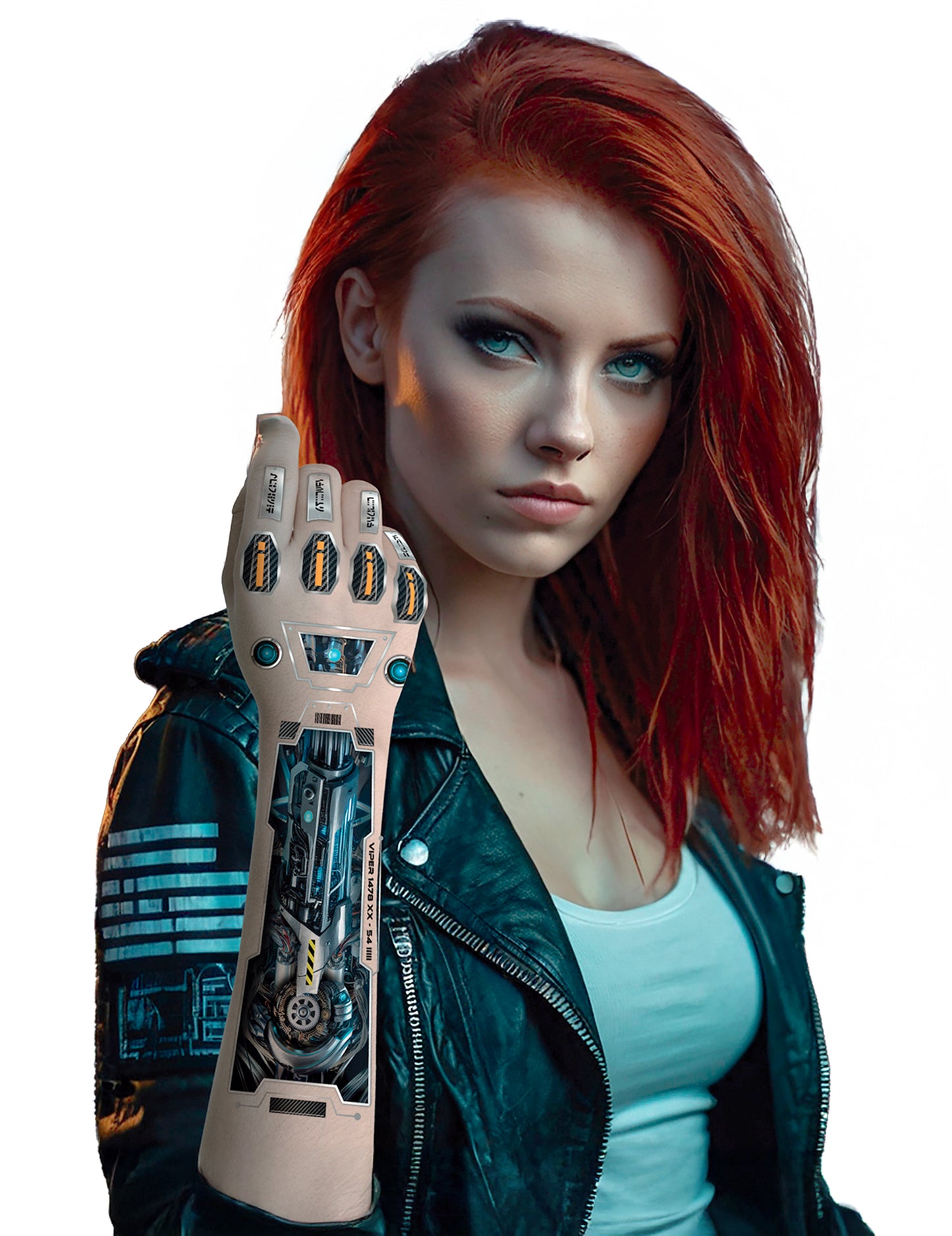 Futurisztikus robotkar tetoválás