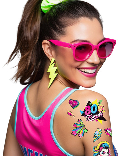 Tatouages années 80 pour femme multicolores