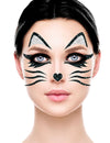 Tatouages pailletés chat pour adulte noir et argent