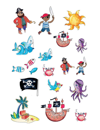 Tatouages pirates pour enfant multicolores avec bateaux et requins