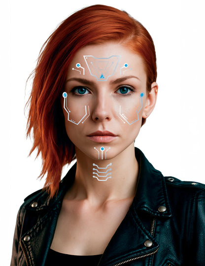 Futurisztikus robot arc tetoválások