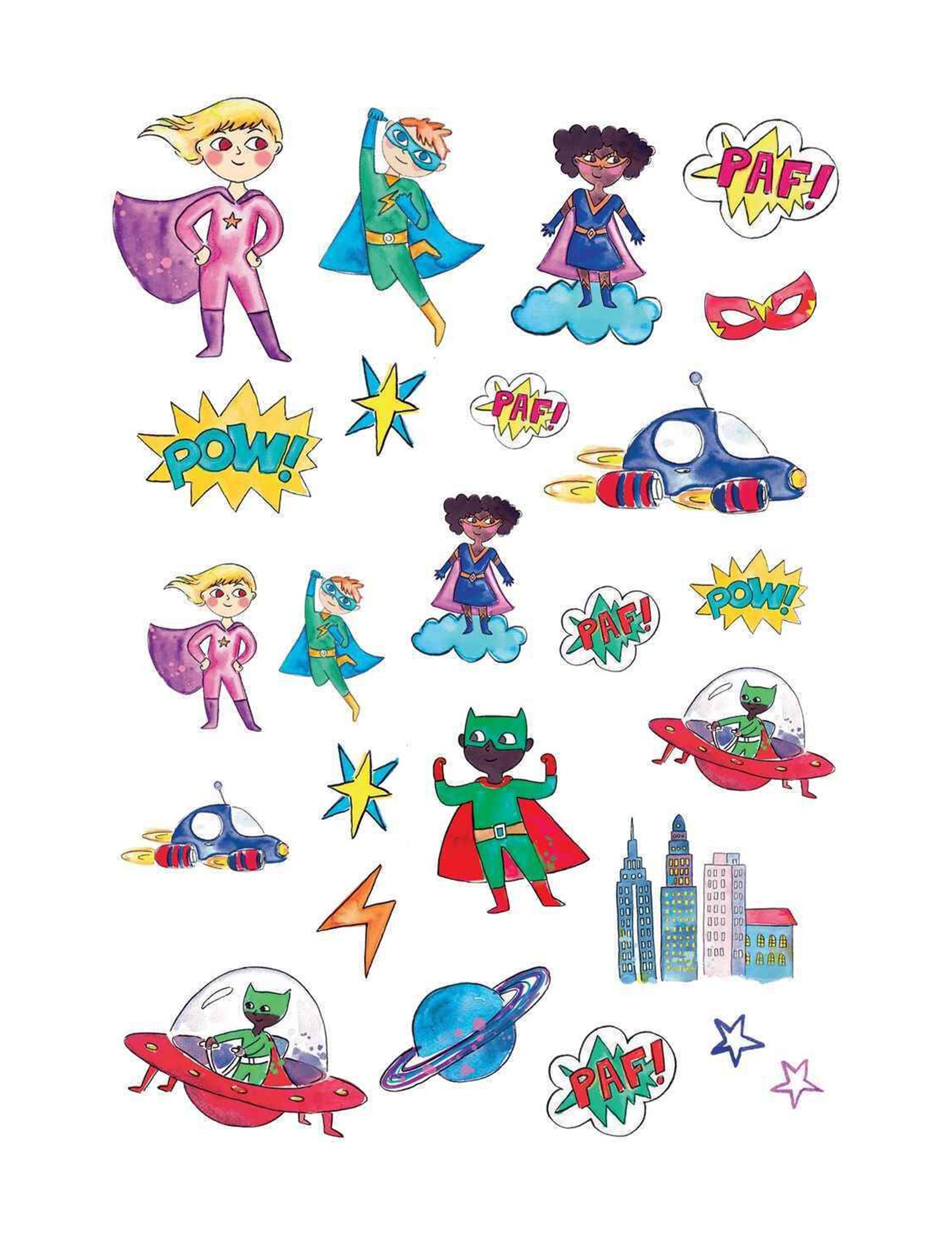 Tatouages super-héros pour enfant multicolores
