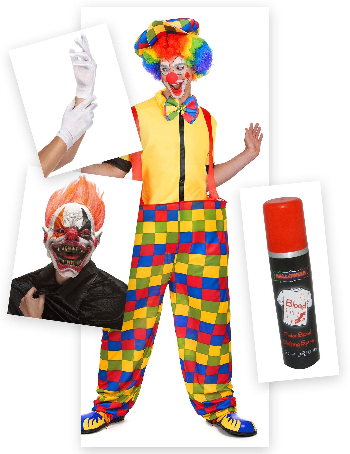 Félelmetes bohóc jelmezkészlet Halloweenre