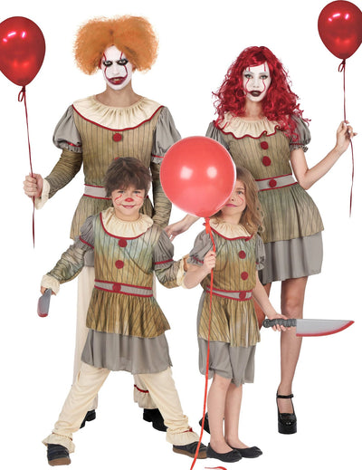 Déguisement de famille clown psycho terrifiant