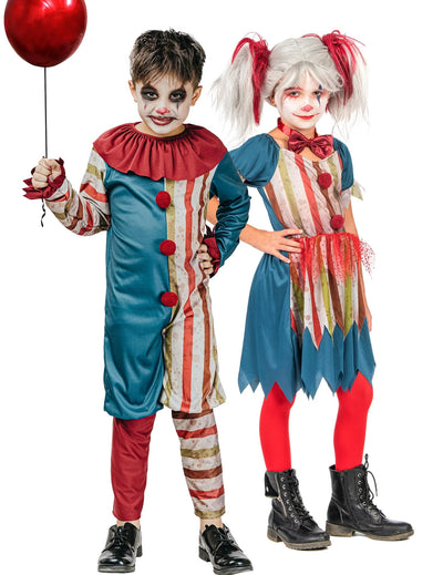 Színes bohóc páros jelmez gyerek Halloweenra