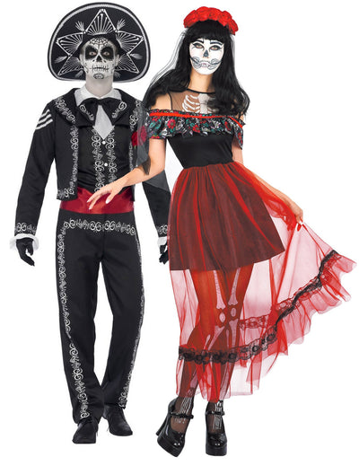 mexikói csontváz párjelmez Dia de los muertos felnőtt Halloween