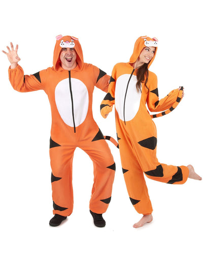 Páros tigris kapucnis overál jelmez
