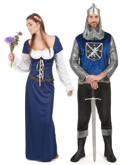 Déguisement de couple médiéval bleu adulte