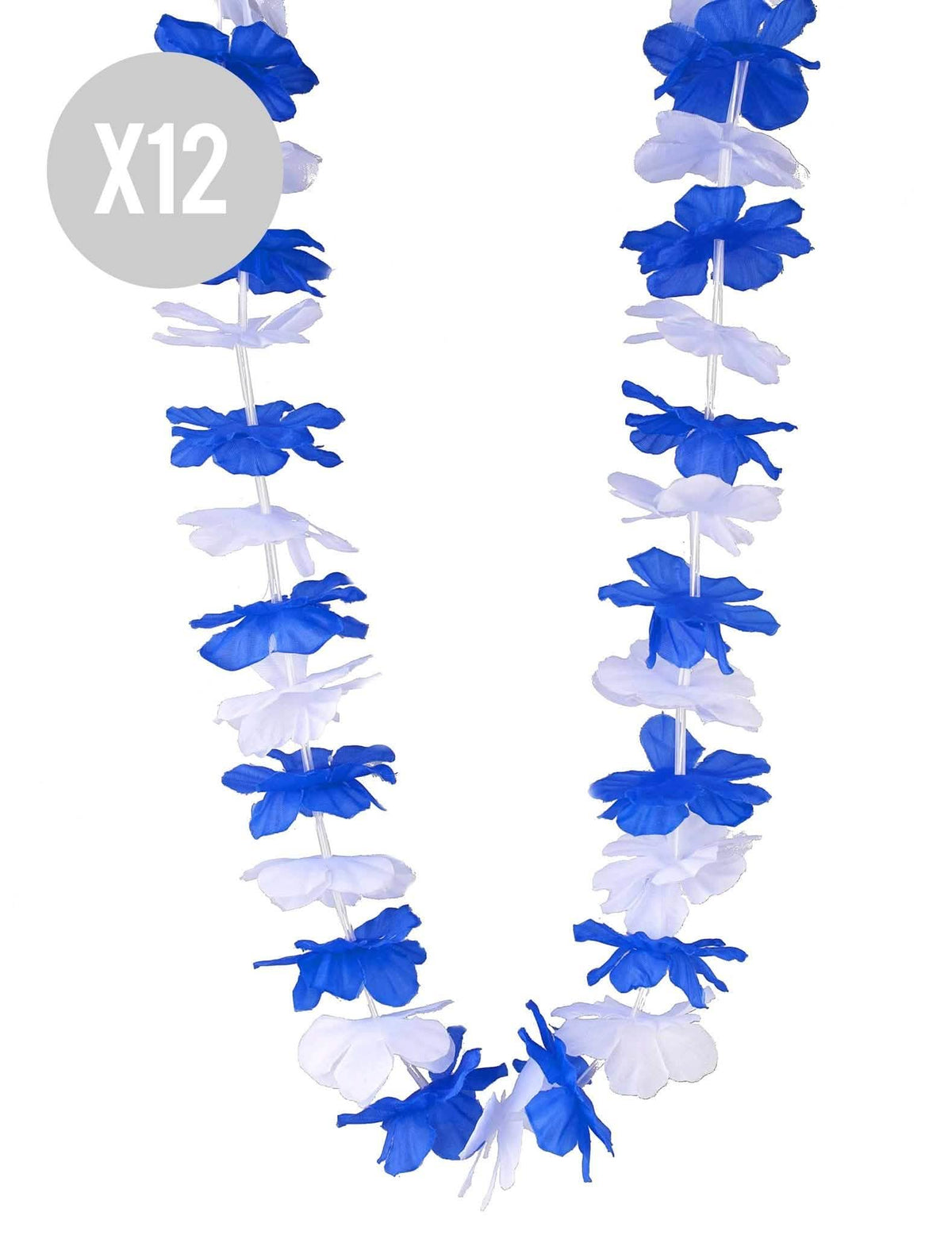 12 kék és fehér hawaii nyaklánc, felnőtt