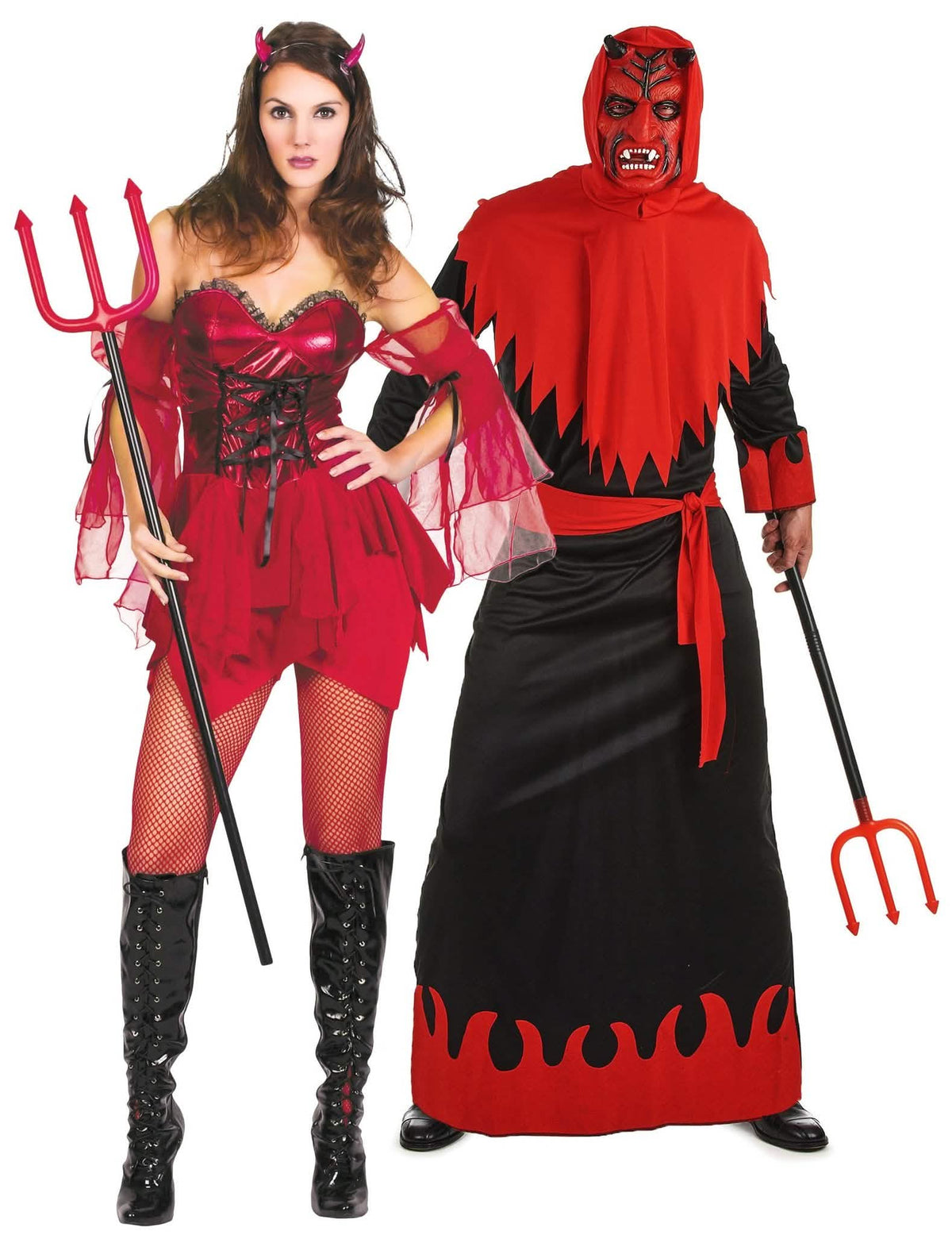 Felnőtt szexi ördög és ördöngös párjelmez Halloweenre