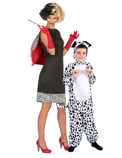 Kegyetlen nő és dalmata anya-fiú páros jelmez