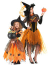 narancssárga boszorkány anya-lánya páros jelmez Halloweenre