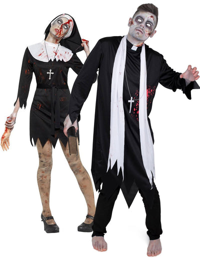 Zombi vallási pár jelmez Halloween párnak