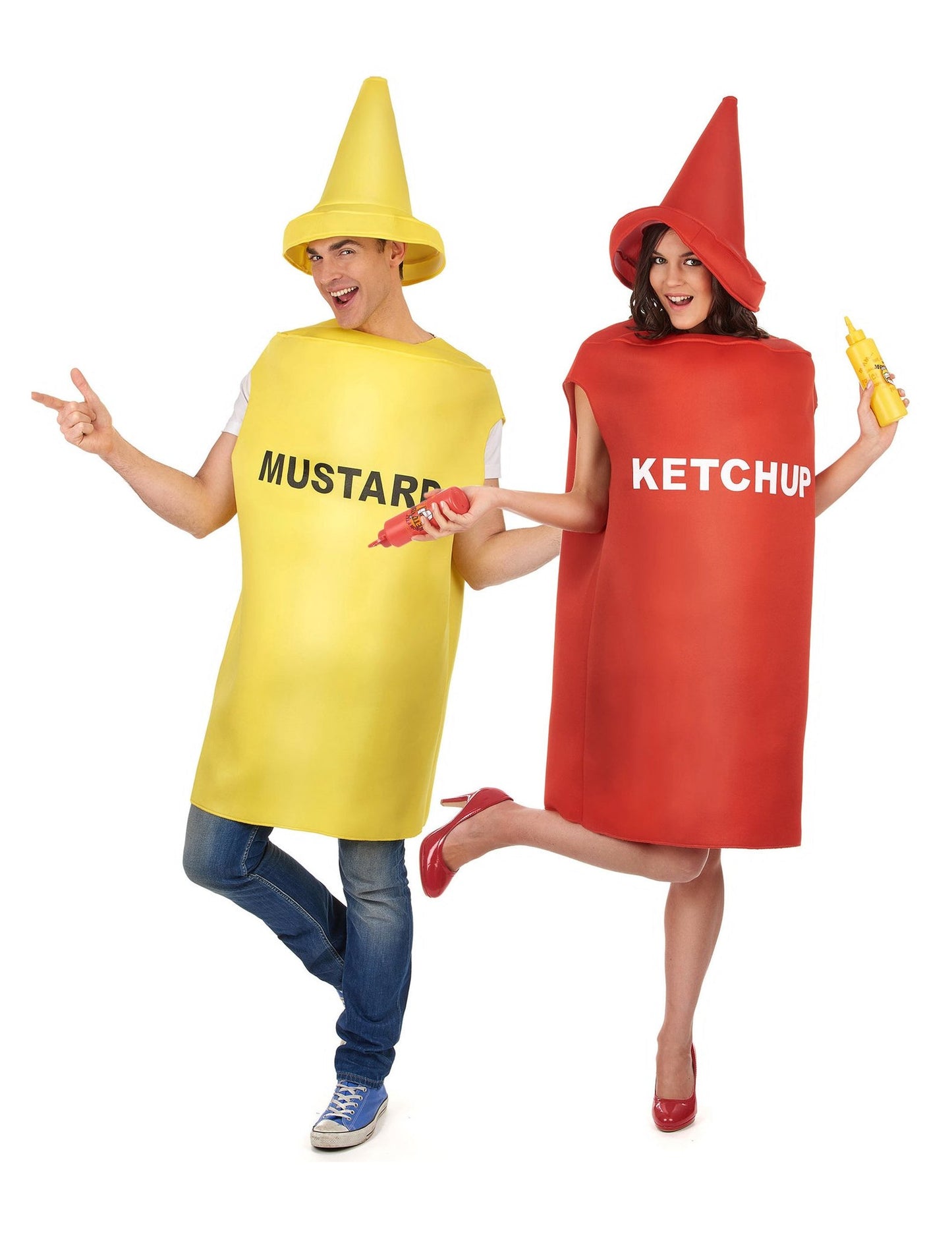 Páros jelmez mustár- és ketchupcsövekhez