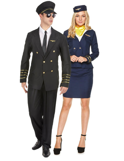 Déguisement de couple capitaine et hôtesse marine adultes