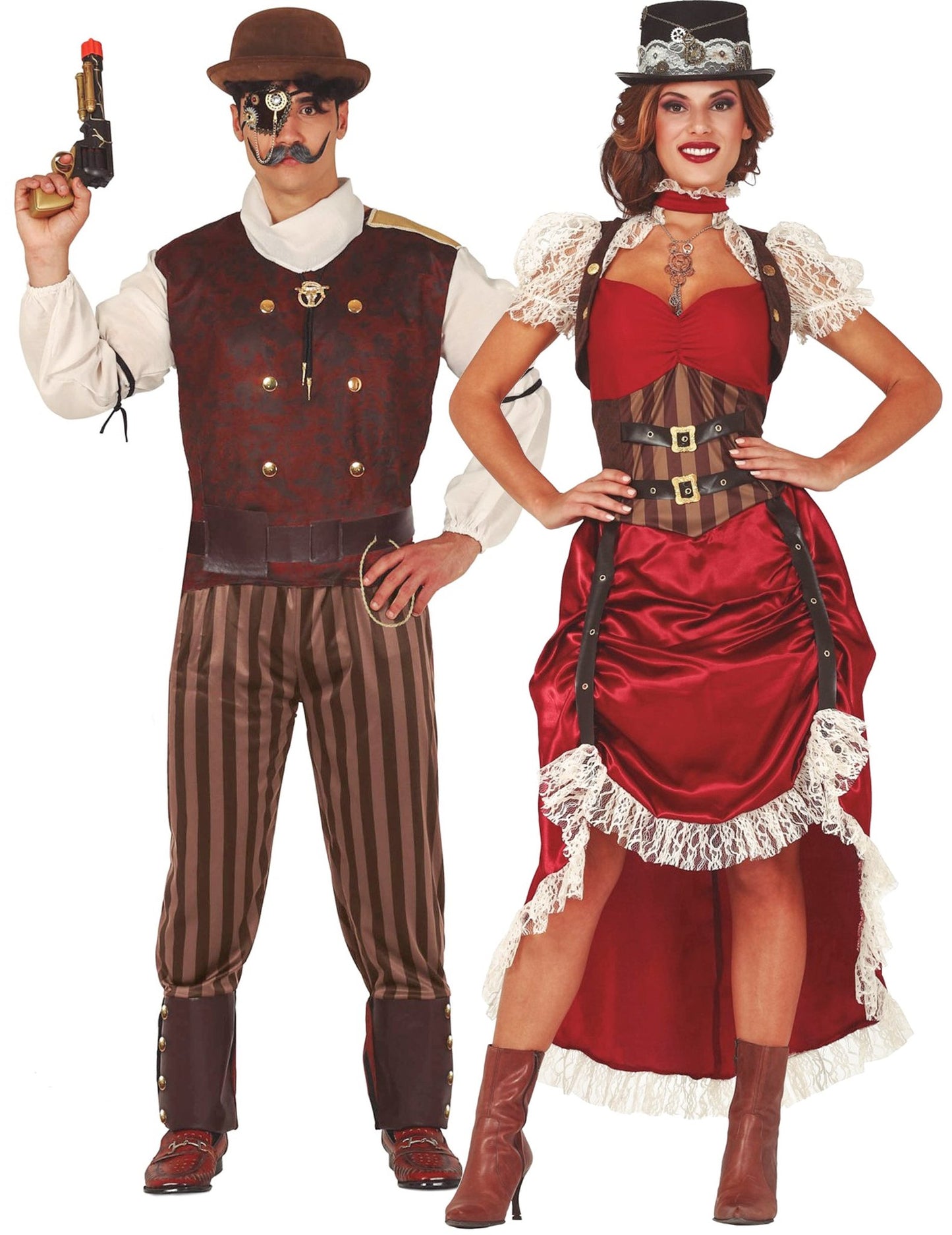 Piros steampunk páros jelmez felnőtteknek