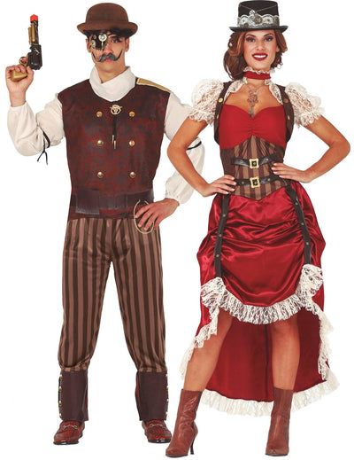 Piros steampunk páros jelmez felnőtteknek