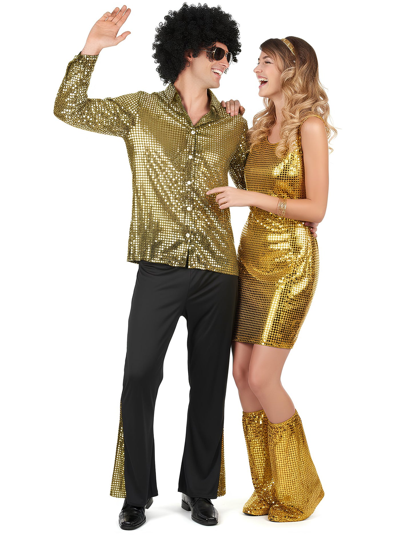 Felnőtt Arany Flitteres Diszkó Pár Jelmez