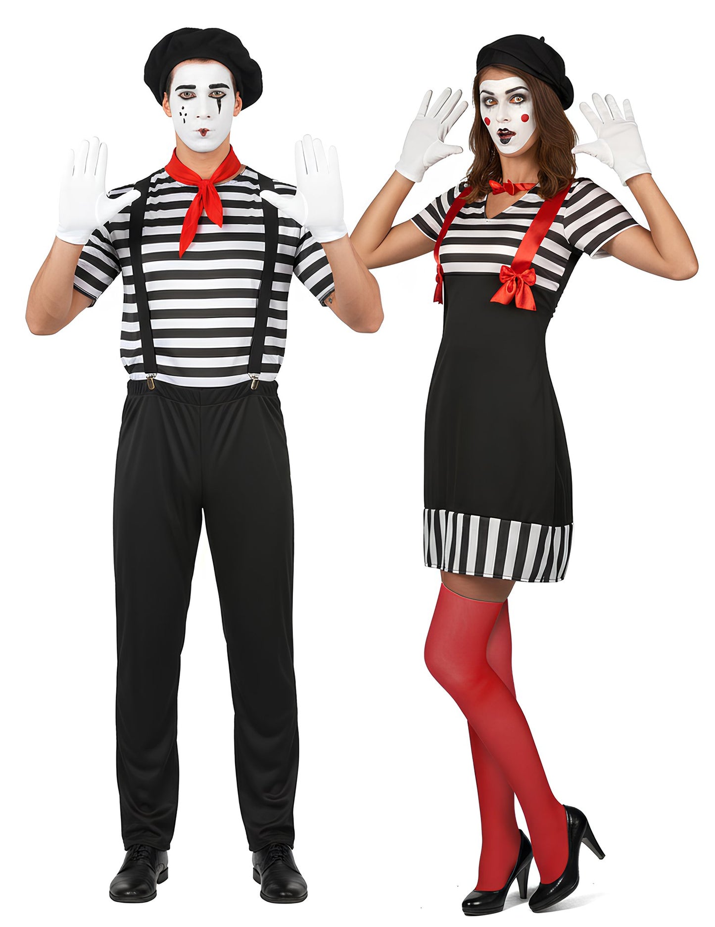 Felnőtt fekete-fehér mimikus pár jelmez