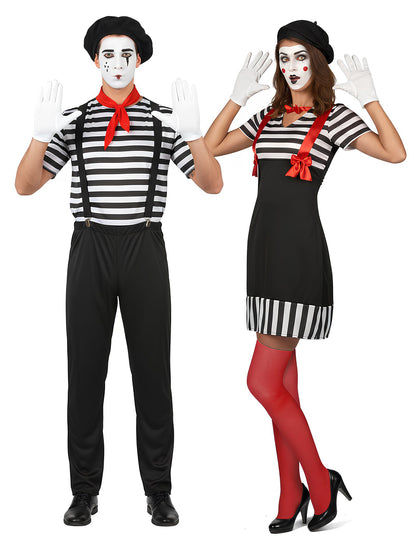 Felnőtt fekete-fehér mimikus pár jelmez