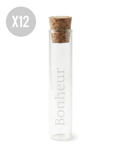 12 db üveg kémcső Bonheur 10 cm