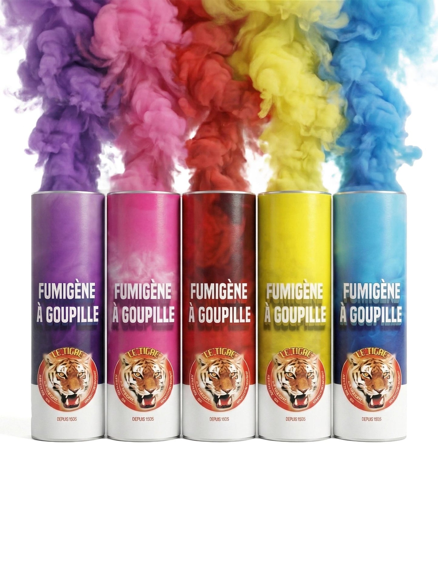 5 fumigènes à goupille multicolores 1 min