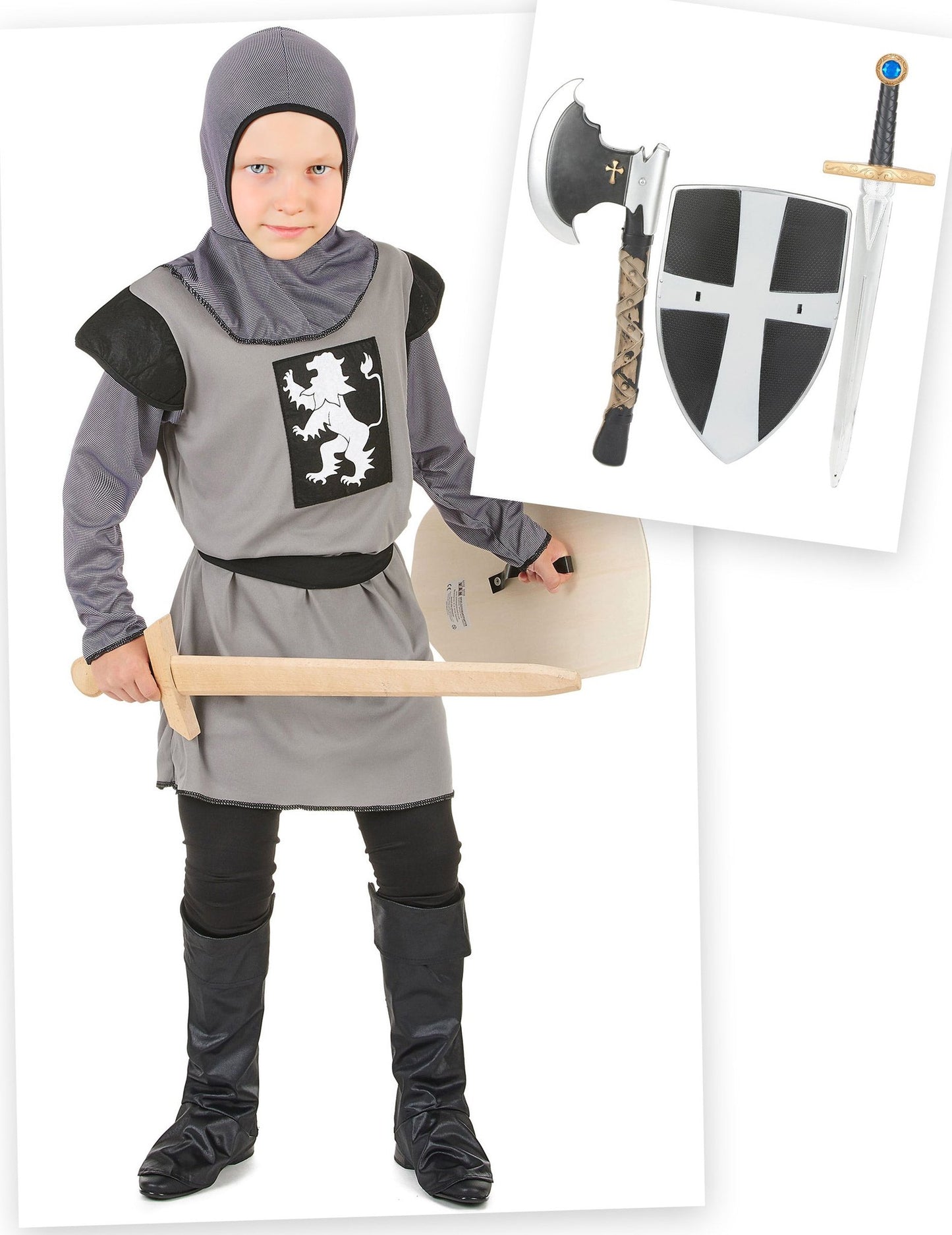 Pack déguisement de chevalier garçon avec accessoires