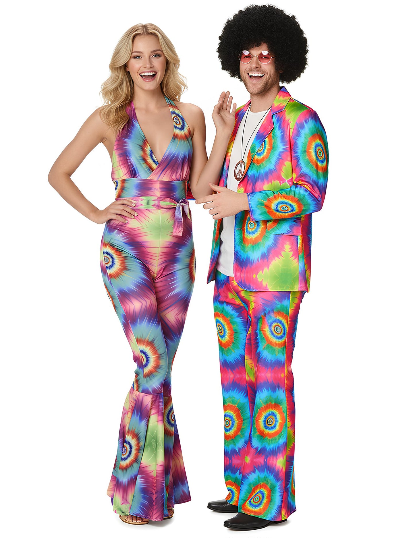 Felnőtt pszichedelikus hippi pár jelmez
