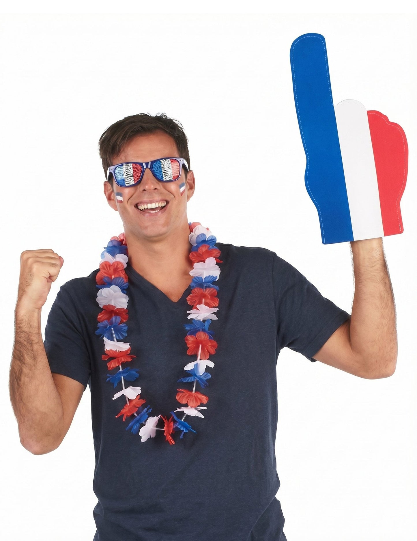 Set du Supporter France : Lunettes, Collier Hawaï et Main géante