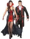 Piros és fekete felnőtt vámpír pár jelmez Halloweenre
