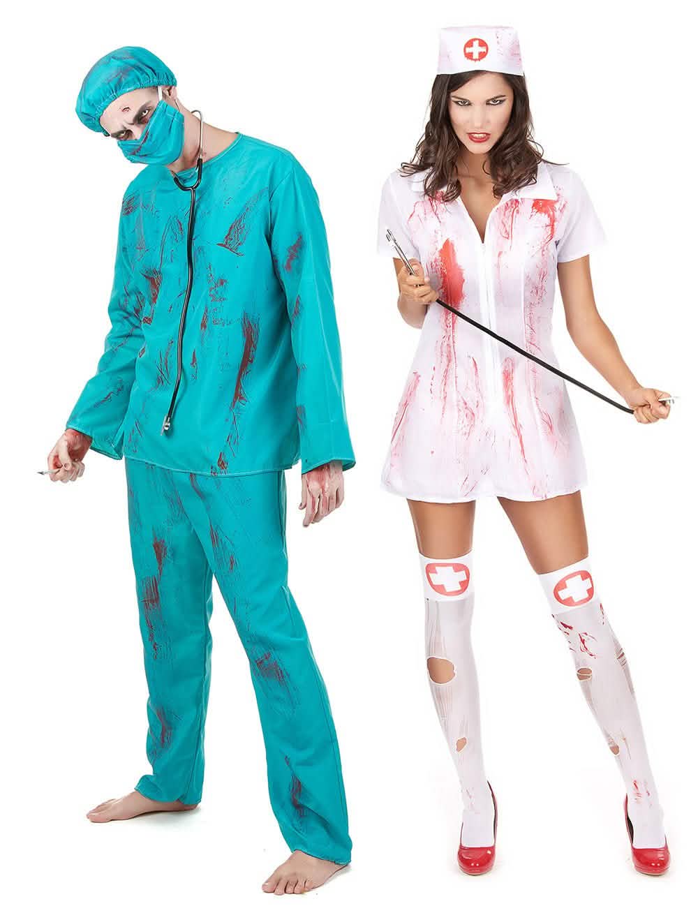 Zombi sebész és nővér párjelmez Halloweenre