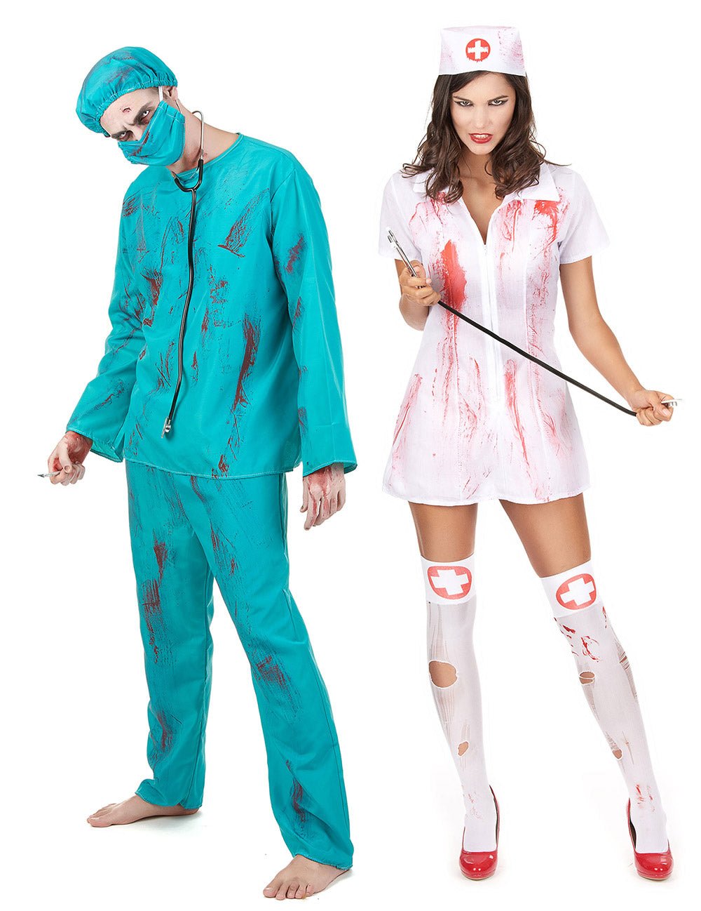 Zombi sebész és nővér párjelmez Halloweenre