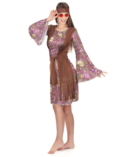 Déguisement de couple hippie violet adulte