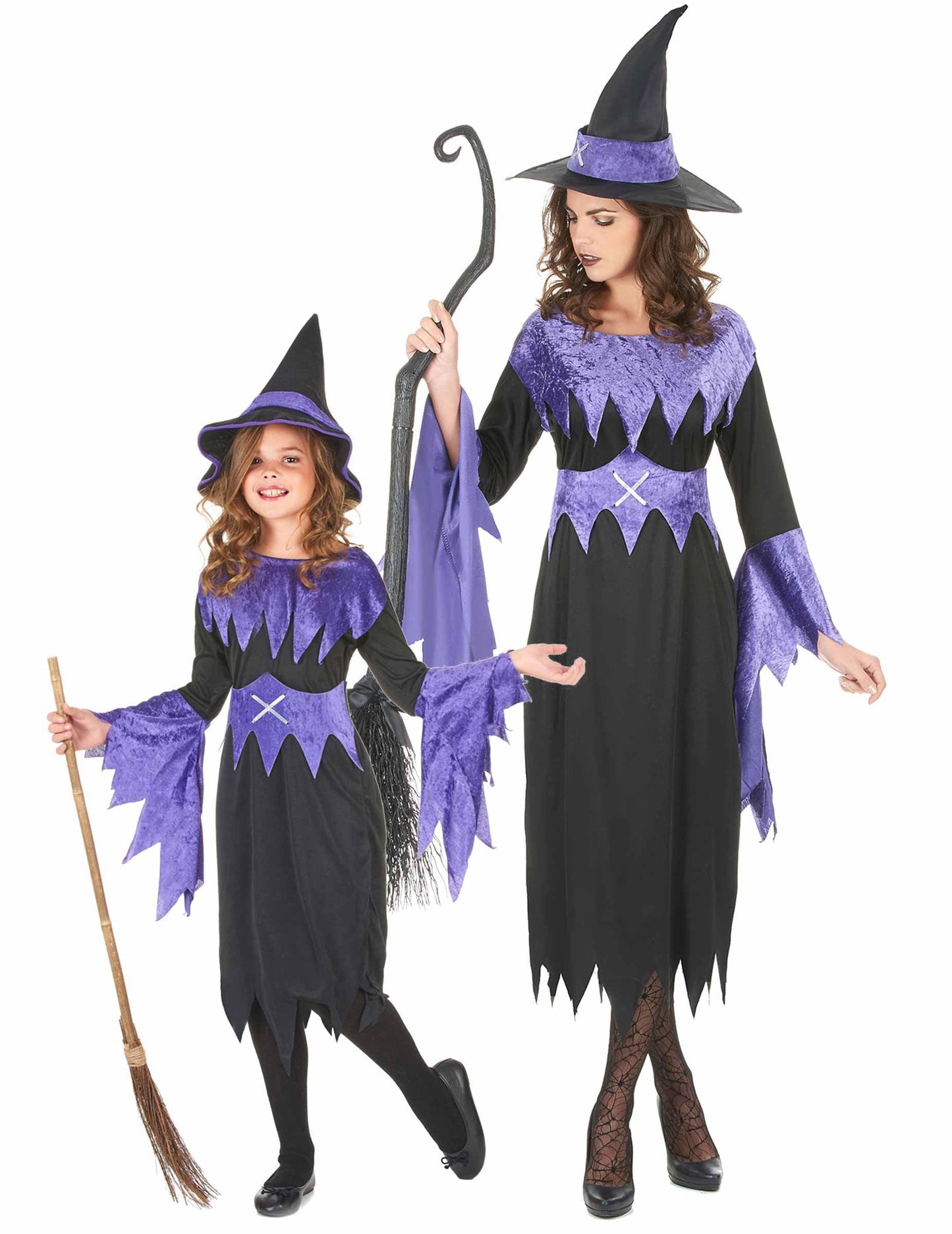 Lila boszorkány páros jelmez Halloween anya-lánya